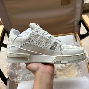 LOUIS VUITTON Trainer, White Cement, Low-top, Unisex, US9, Leather.
